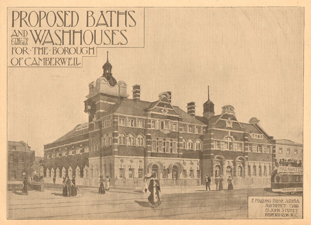 Proposed Baths & Washhouses, Camberwell Borough, E Harding Payne Architect 1901